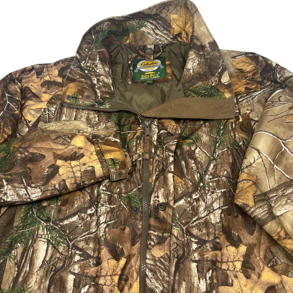 Cabela's Mens Large Brown Realtree Camo Dry Plus Full Zip Snap Button Jacket